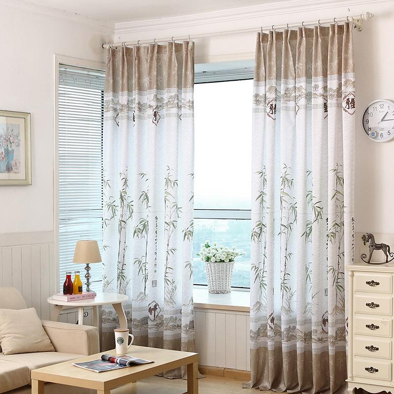 

Window Curtains for Living Dining Room Chinese Traditional Ink Painting Bamboo Printing Curtains for Bedroom Drapes Tulle Sheer