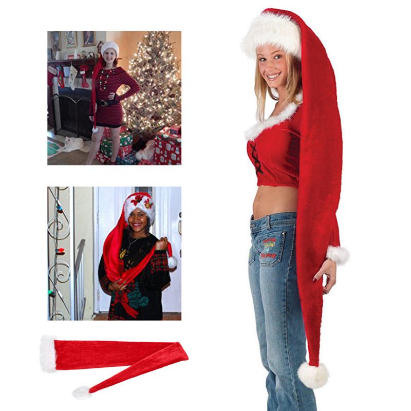 

1PC Adult Children Long Christmas Hat for Plush Santa Claus Cap New Year Christmas Party Decoration QA 243