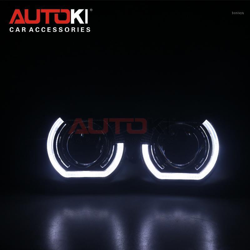 

AUTOKI New Sports LED Angel Eyes+ Bi Xenon Lens Projector Headlight For Car Retrofit Daytime Running Light 2.5/3.0 H4 H7 90051