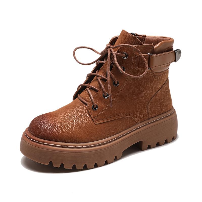 

Women Combat Boots 2021 Fashion Autumn Gothic Shoes Women Black Short Boots Vintage Shoes Platform Brown Ankle