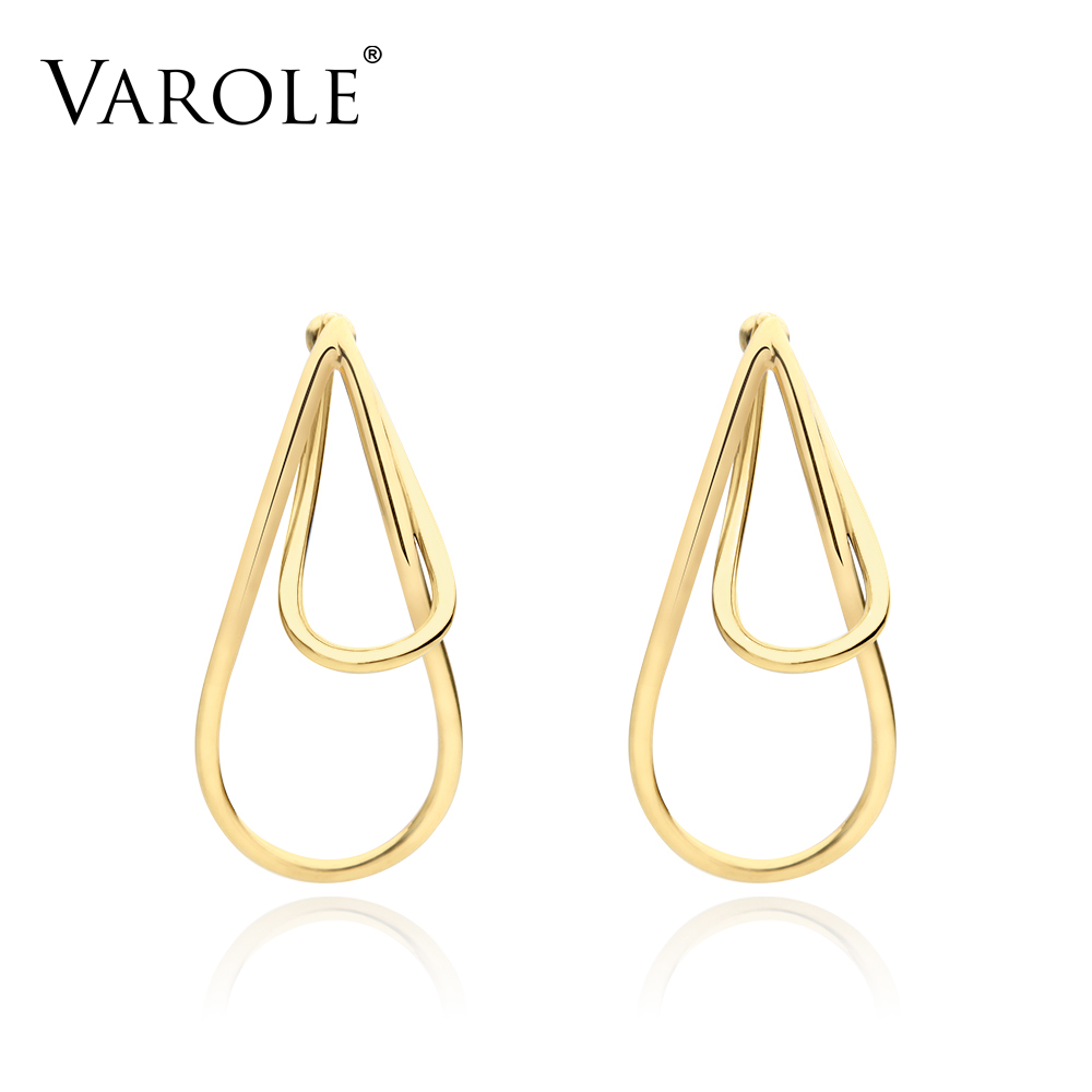 

VAROLE High Quality Gold Silver Color Water Drop Style Copper Earrings for Women Oorbellen Brincos Fashion Jewelry Earring