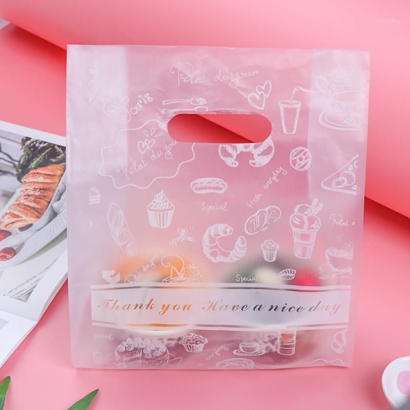 

50pcs New Baking Cookie Transparent Wedding Plastic Gift Bag With Handle Shopping Pouch Cake Bread Wrapping Storage Party Favor1