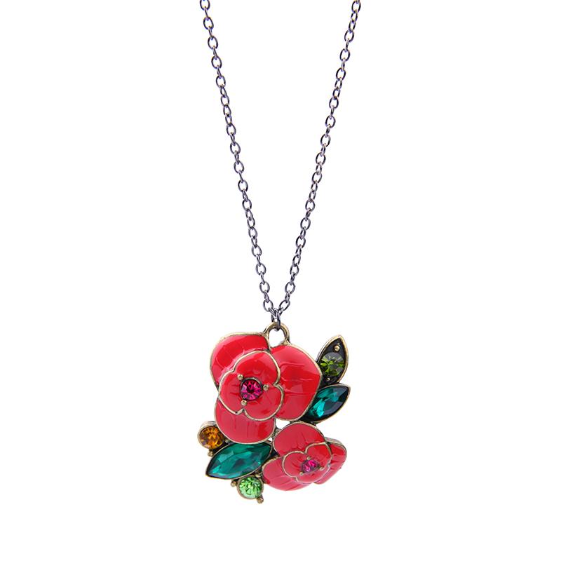 

Pendant Necklaces BALANBIU Multi-color Rose Flower Necklace Two-color Chain Collar Women Gifts