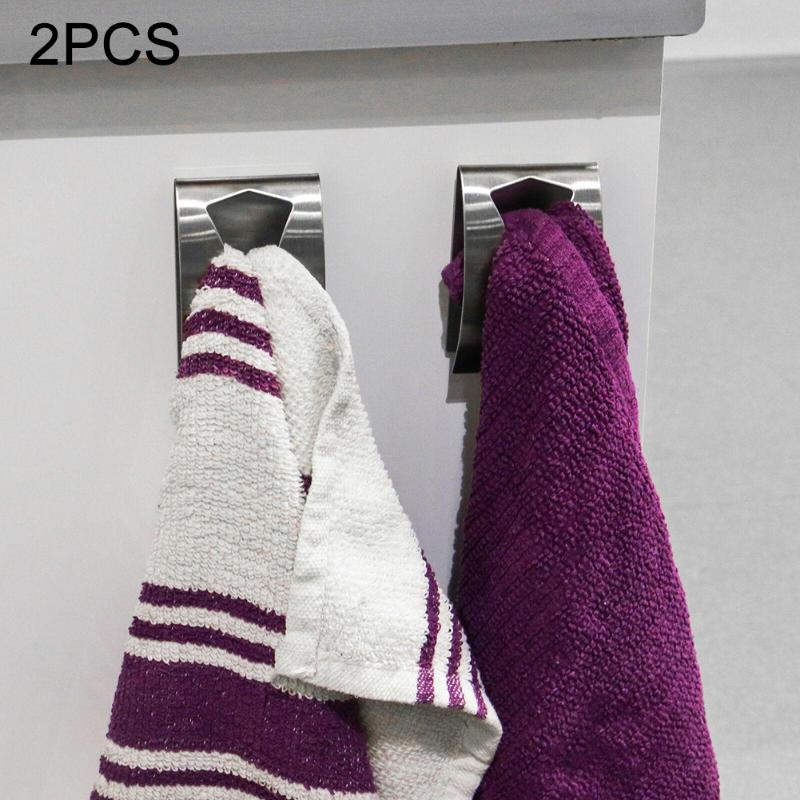 

2pcs stainless steel towel hook strong hook bathroom kitchen strong non-marking free punch