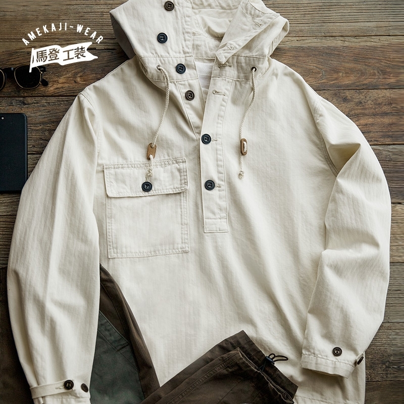 

Maden Military Man Hoodies Shirt Casual Oversized Homme Streetwear Hoodie Sweatshirt With Rope Hip Hop Coat Looose Dropshipping 201113, Beige