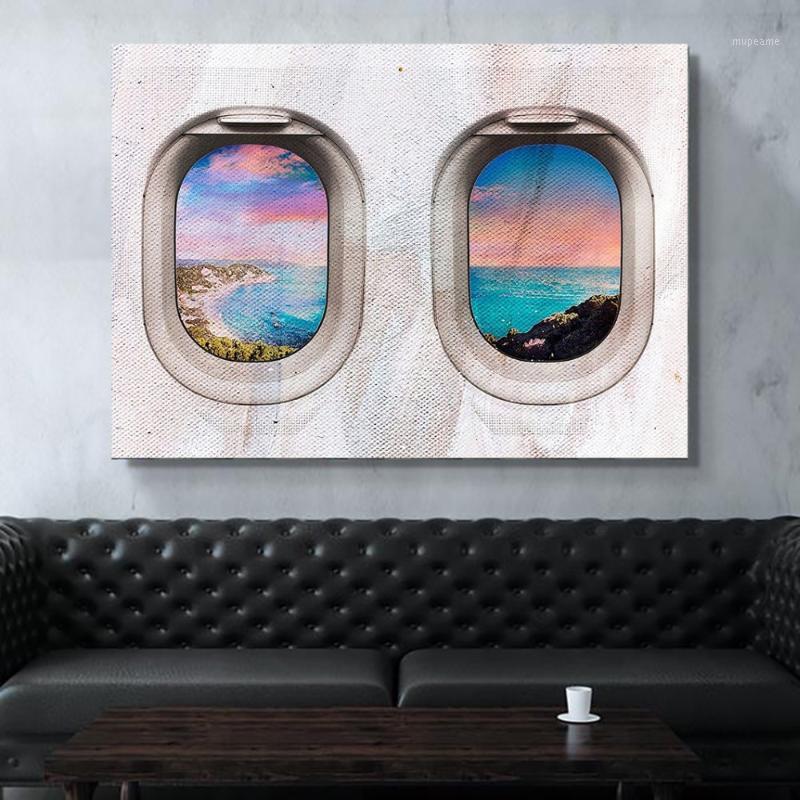 

Canvas Modern Picture Home Decoration 1 Pieces Window View Painting Wall Artwork Prints Poster Modular Frame Bedside Background1
