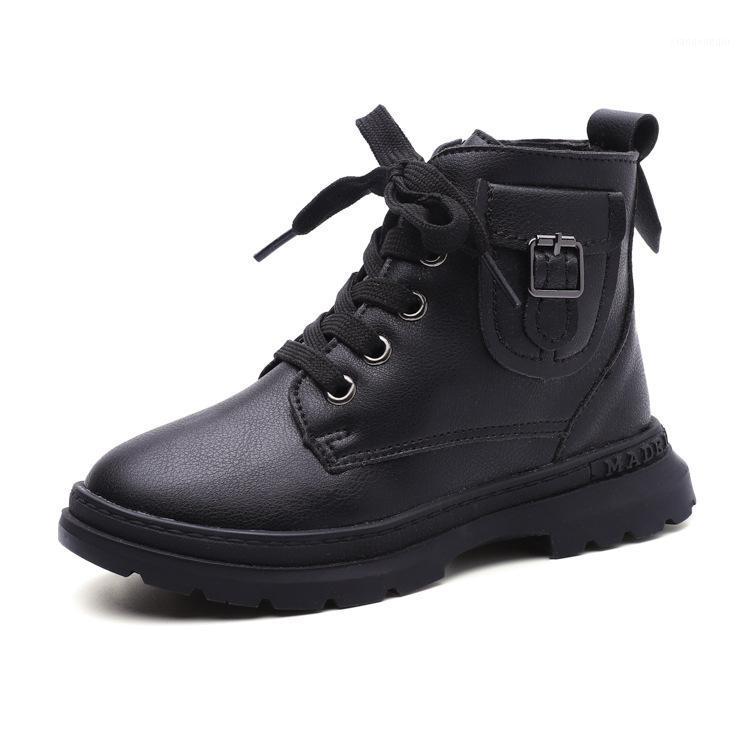 

2020 Autumn and Winter New Children's Korean Version of The Zipper Boys Girls Low Tube Boots Boots Student 27-371, Black