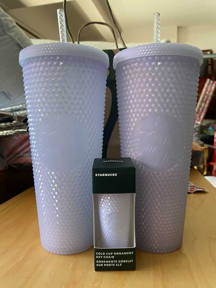 

2021 Starbucks Matte Lilac Lavender 24oz Studded Tumbler Holiday Cup NEW!, White
