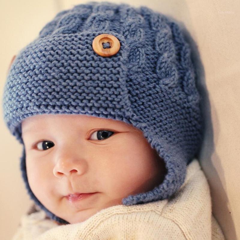 

Baby Hat Knitted Good Elastic Cap Pom Spring Autumn Cotton Knitted Warm Beanie Cap Boy Girl Winter Warm Earflaps Hats#p301