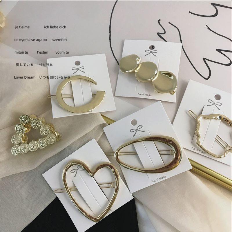 

2020 Korean Vintage Gold Silver Color Geometric Frog Hair Clips For Women Heart Portrait Hairpins Fashion Accesorios Jewelry