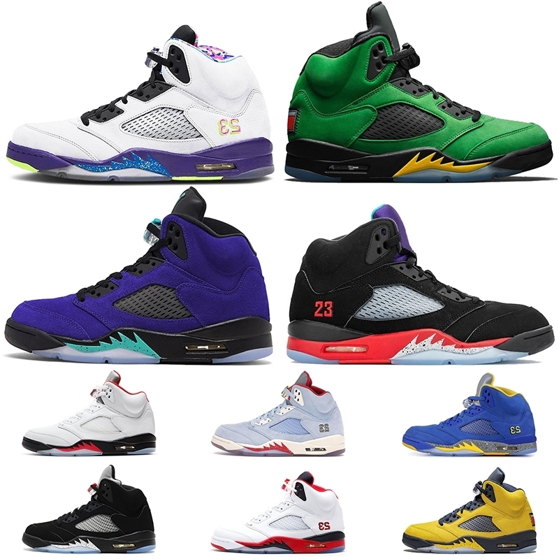 

Wholesale Jumpman 5 purple grape 5s SE Oregon Alternate Bel mens basketball shoes Fire Red designer Retro mens trainers Sneakers size 13, #24 all white 36-47