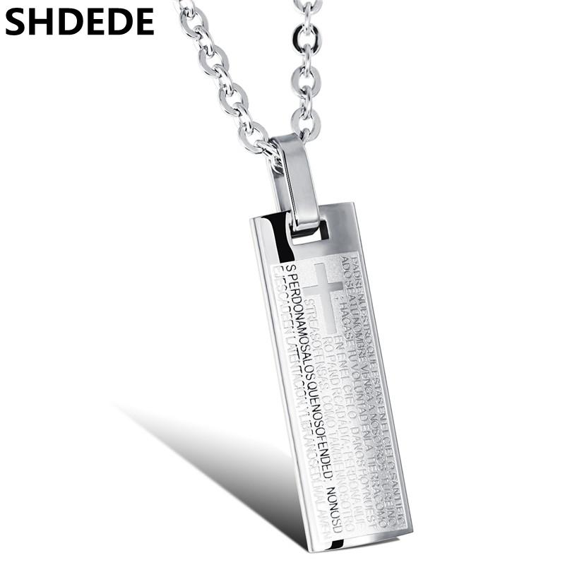 

SHDEDE Holy Bible Cross Pendant Necklace For Men Stainless Steel Fashion Jewelry Gift High Quality Accessories +O970