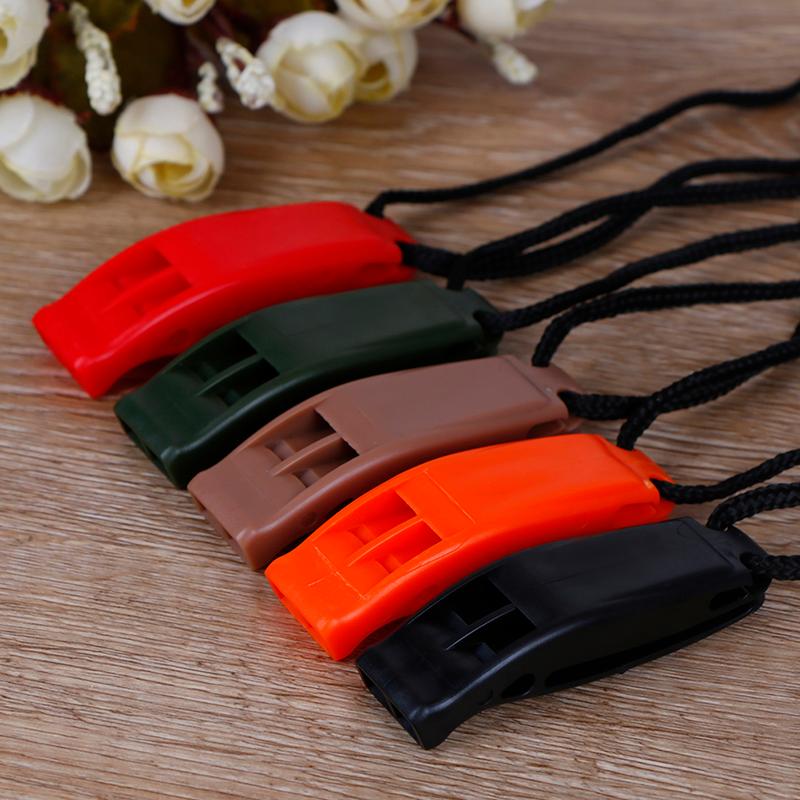 

5pieces Dual band outdoor sports survival whistle lifesaving emergency SOS whistle cheerleader cheer Cheerleading with ropeRings