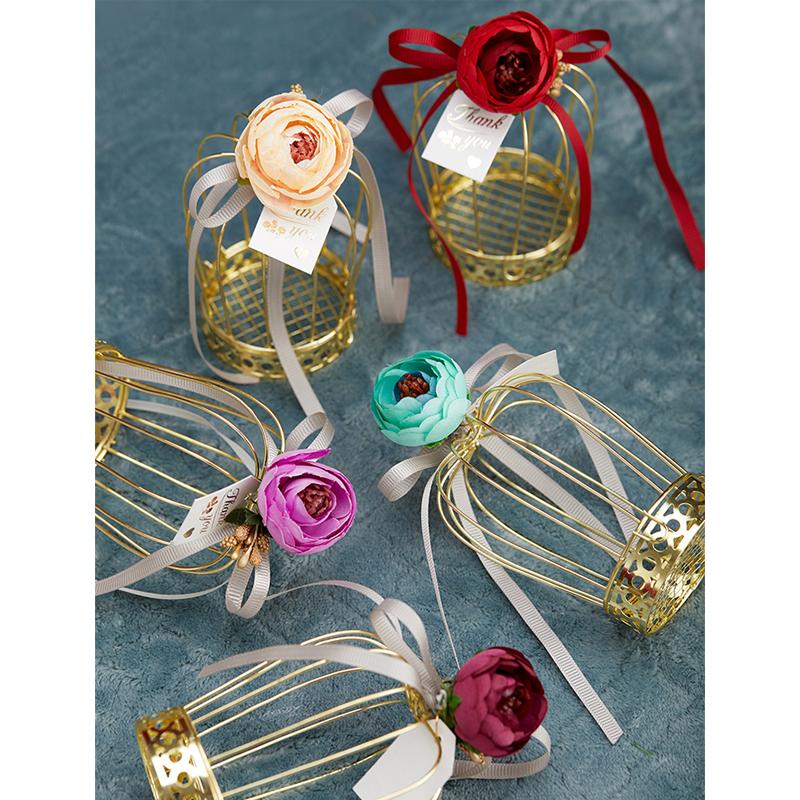 

20pcs Crown candy box With flower head creative gold tin cage wedding gift box DIY chocolate boxes party gift bags