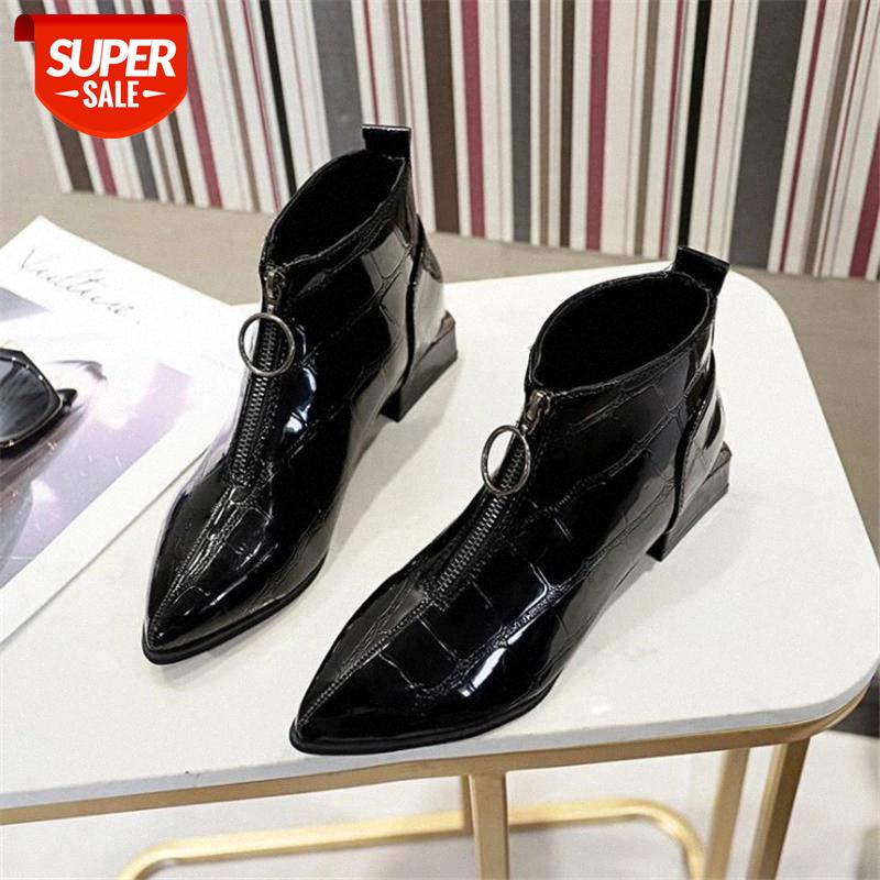 

Women Boots Women Shoes Ladies Winter Autumn Shoes Patent Leather Female Brand Fashion Casual Luxury Ankle Woman Boots for #T38L, Black