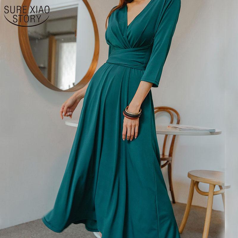 

Casual Dresses High Waist A-Line Female Dress 2022 Sexy V-Neck Solid Midi Women Bow Belt Vintage Party Fashion Vestidos Chic, Black;gray