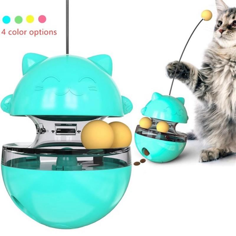 

Interactive Kitten Pet Slow Feeder Leaking Ball Tumbler Dispenser Cat Treat Toys
