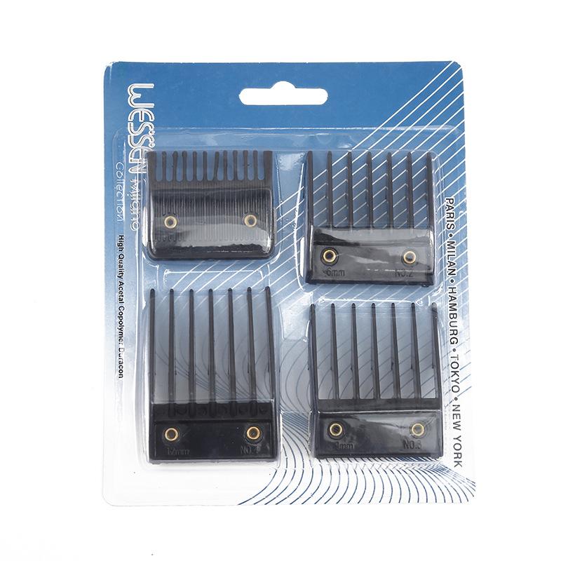 

4pcs/set Black Hair Clipper Limit Comb Guide Attachment Size Barber Replacement 3/6/9/12mm Barber Tool Accessories G1210