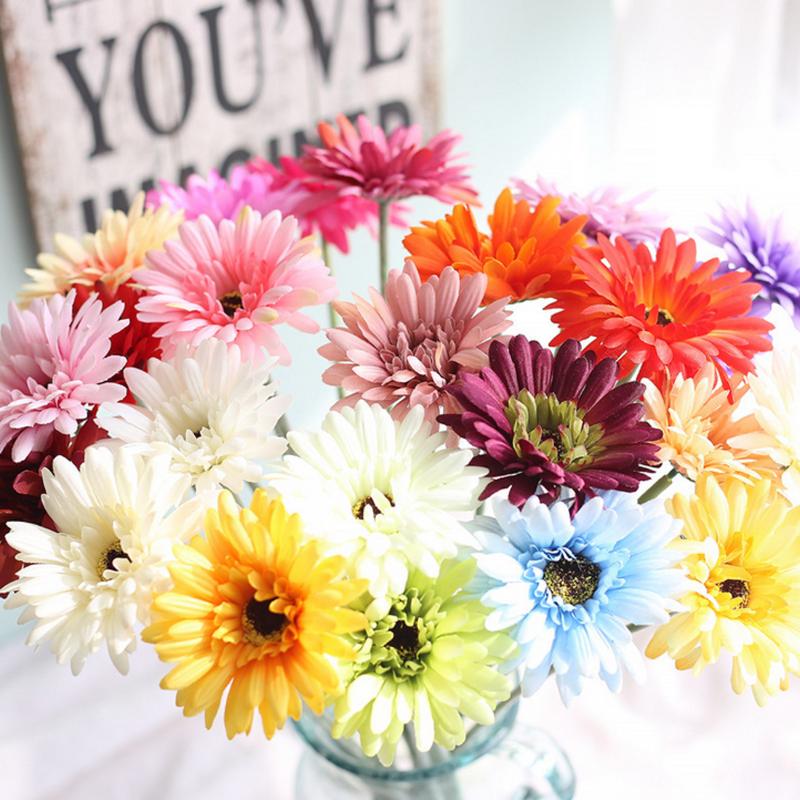 

Fake Flower Decorations Home Artificial Flower Daisies Sunflower 20 Colors Handmade Bouquet For Wedding Decorations, Pink