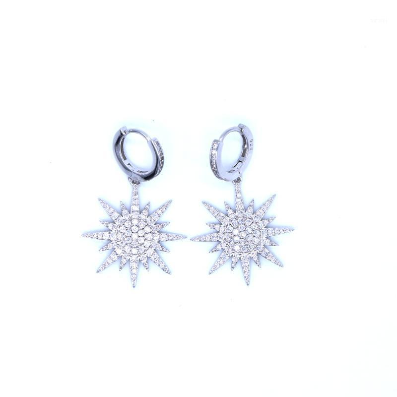 

2020 winter christmas gift gold silver color sparking cubic zirconia dangle crystal bling bling micro pave earrings1