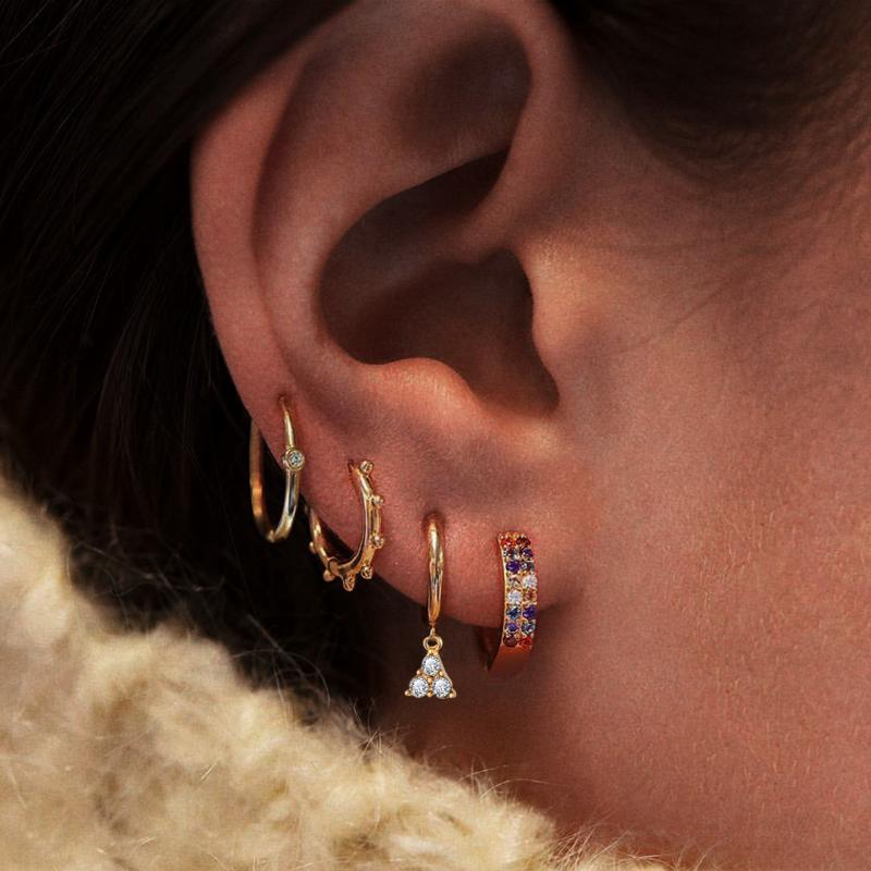 

Korean Fashion Earings 2021 Color Zircon Triangle Earrings Set Retro Alloy Earings for Women Jewelry Wholesale Kolczyki