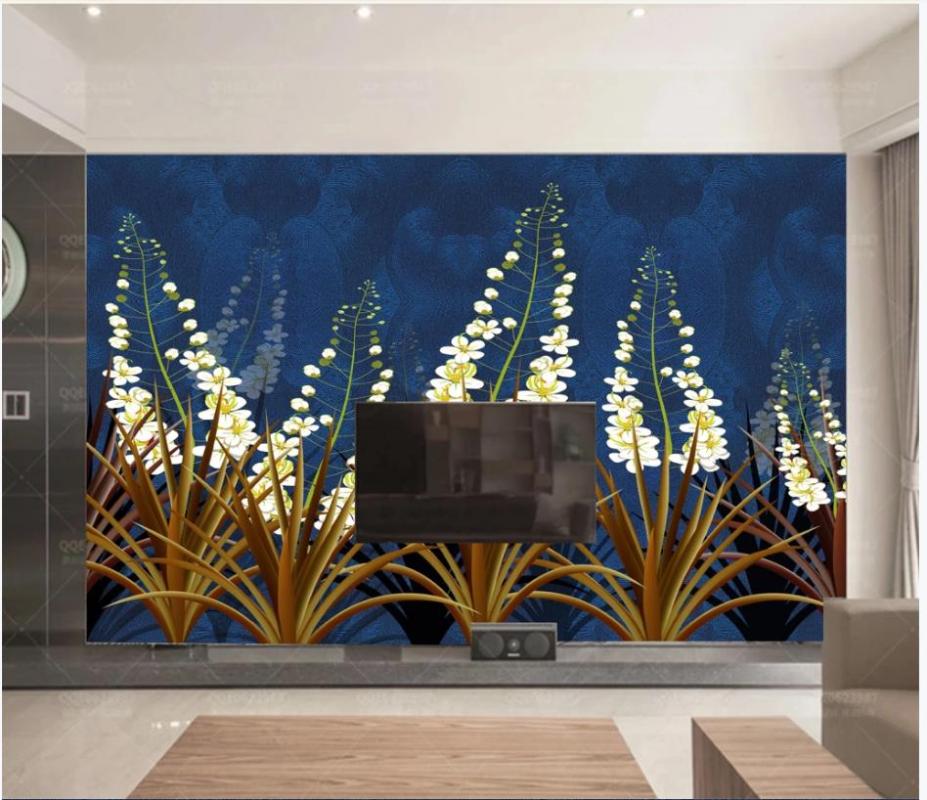 

Custom photo wallpaper for walls 3 d murals wallpapers HD hand-painted butterfly flowers idyllic mural background wall papers, As pic