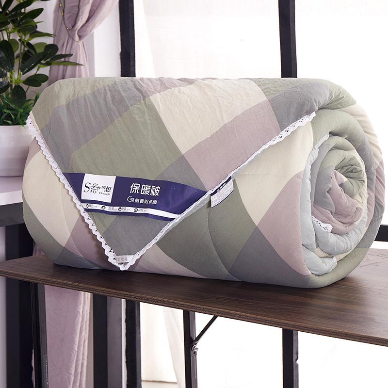 

New Home textiles Washed Cotton Winter plaid Quilt Thick Warm Duvet Insert Autumn Winter Blankets bed spreads Comforters Duvets, 01