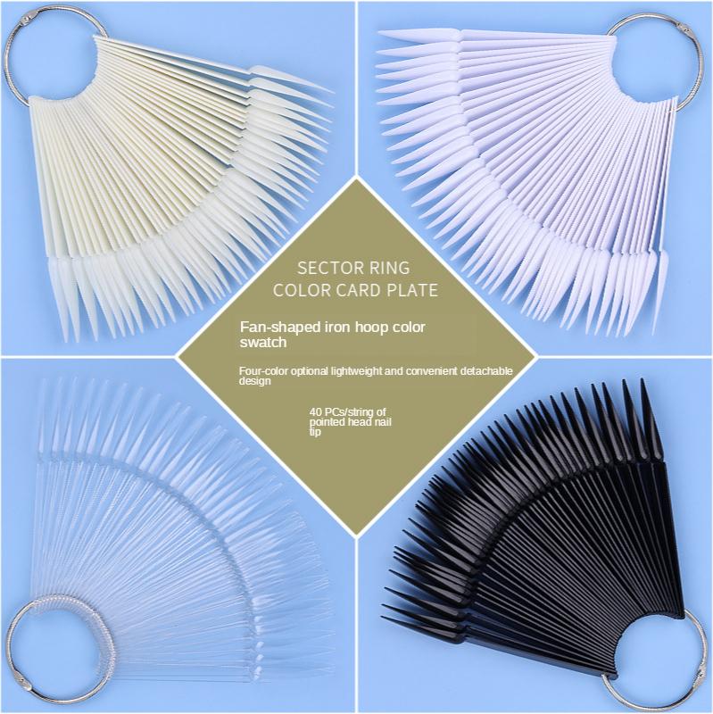 

Pointed iron ring fan-shaped color card 40 pieces of fake nail tip Nail practice plate manicure tools ins
