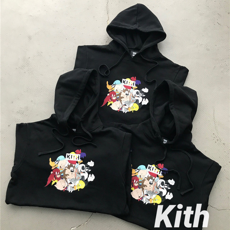 

2021 New Black Kith Hoodies Men Women Cartoons Hoodie Foaming Printing Looney Anime Series Pullovers Sweatshirts Y1fa