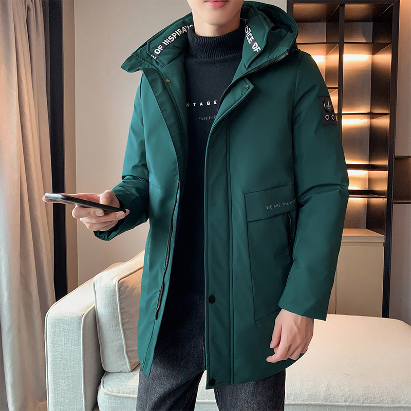 

2020 new fashion 90% white duck padded winter long down with hoodie warm thick puffer jacket, Gray