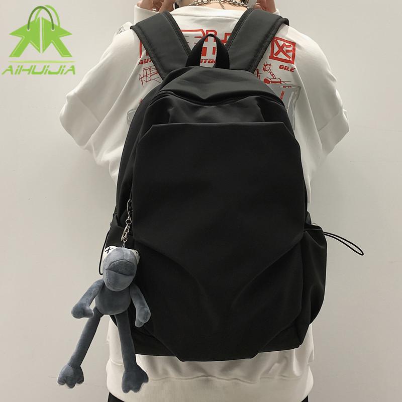 

Ladies Solid Color High Quality Waterproof Nylon 2021 New Women'S Backpacks Middle Student Pendant Backpack Anti Women Packbag, White