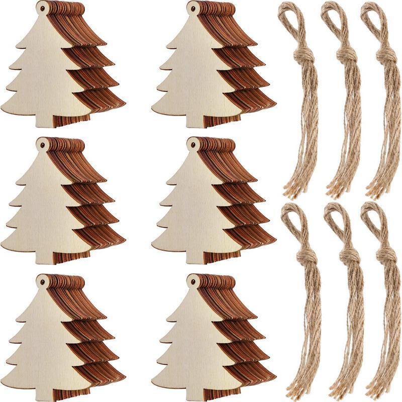 

Hot 60 Pieces Halloween Wooden Slices Wooden Gift Tags Blank Wood Hanging Ornaments Cutouts Crafts with 60 Pieces Twine Ropes fo1