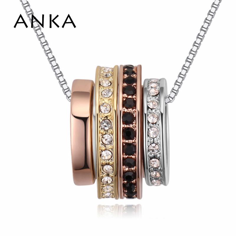

ANKA brand novelty round circle rolling pendants necklaces women's jewelry designer romantic necklace jewelery #123969