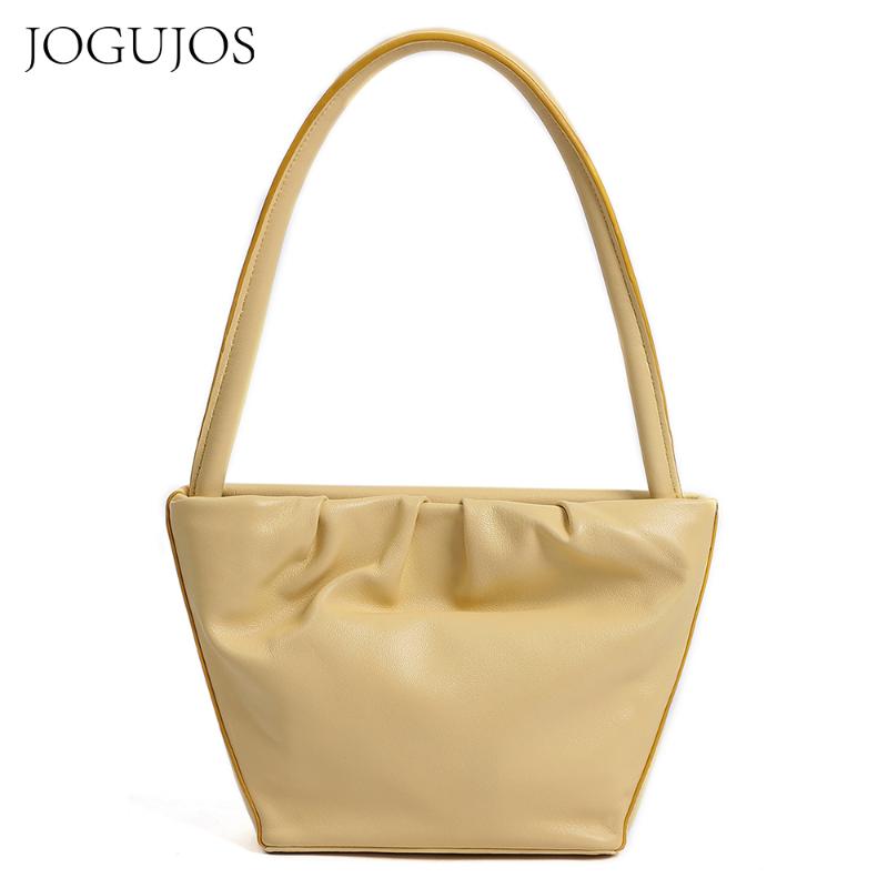 

JOGUJOS Women High Quality Leather Hobo Bags Girls Small Casual Crossbody Handbag Fashion Soft Sheepskin Shoulder Bags, Black