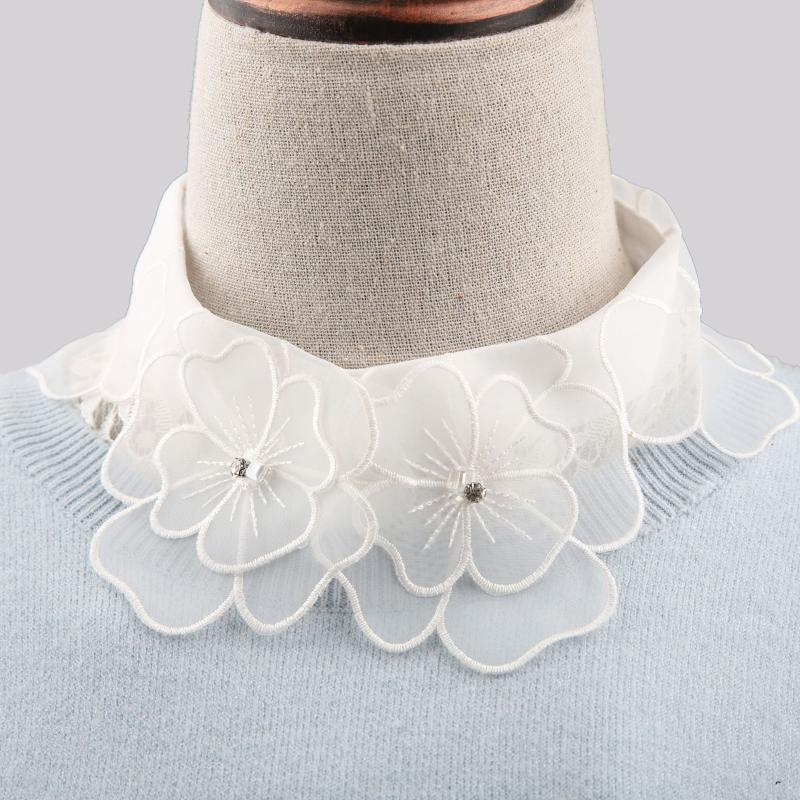 

Bow Ties 2021 Women Shirt White False Collars Blouse Tops Decor Woman Removable Detachable Collar Faux Col Lady Dress Nep Kraagie