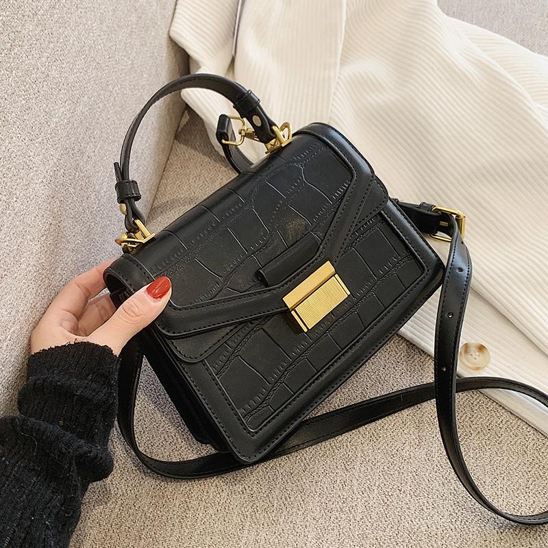 

Stone Pattern Small PU Leather Crossbody Bags for Women 2021 Trend Handbag Women's Trending Shoulder Totes, Black