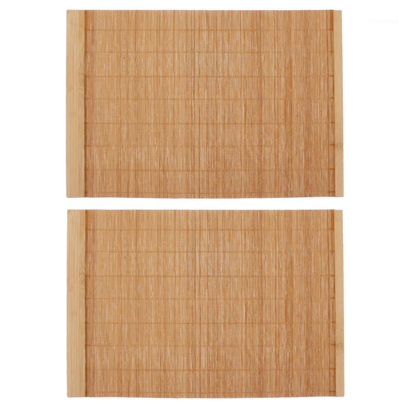 

Bath Mats 2Pcs Chic Tea Table Mat Bamboo Wood Anti-Slip Placemats Insulation