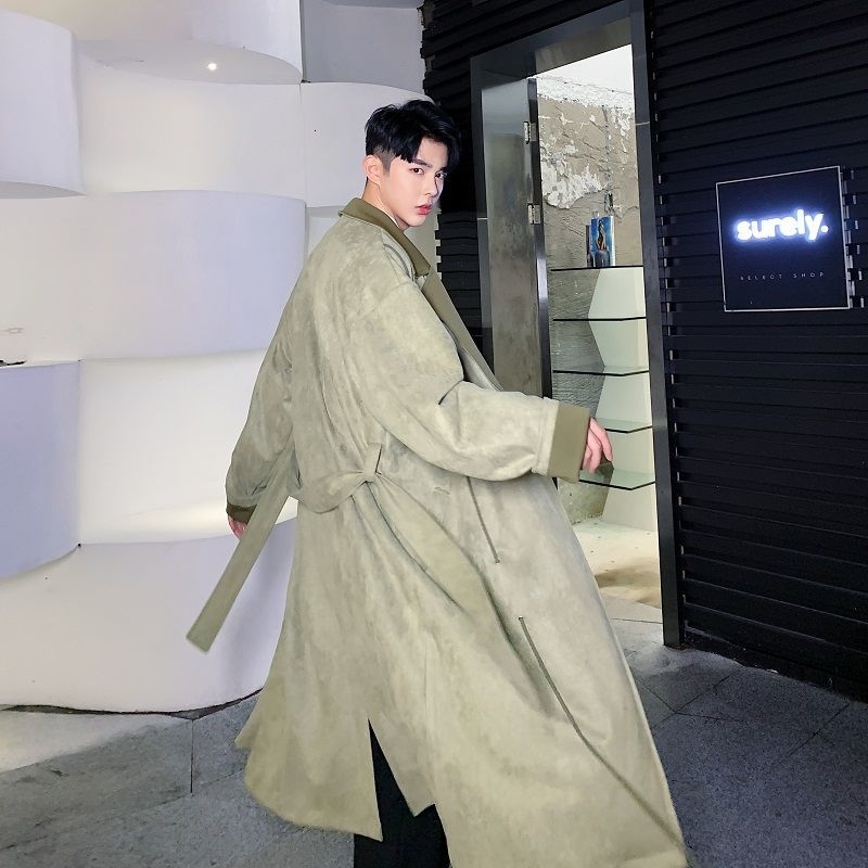

New Korean Streetwear Long Windbreaker 2021 Fashion Woman Casual Coat Men's Oversized Harajuku Clothing 2fj9, Green