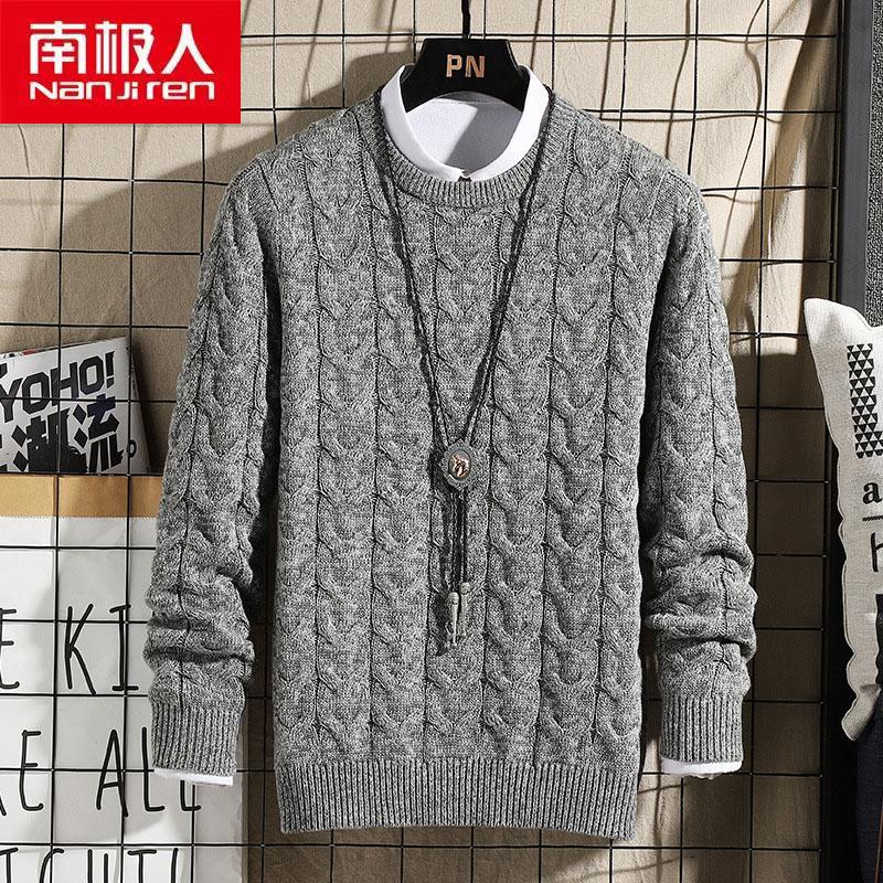 

Nanjiren men Clothing Men Pullovers Flat Knitted O-neck Warm Casual Solid Color Long Sleeves Cotton Thick Sweater, Wxh-19816-1