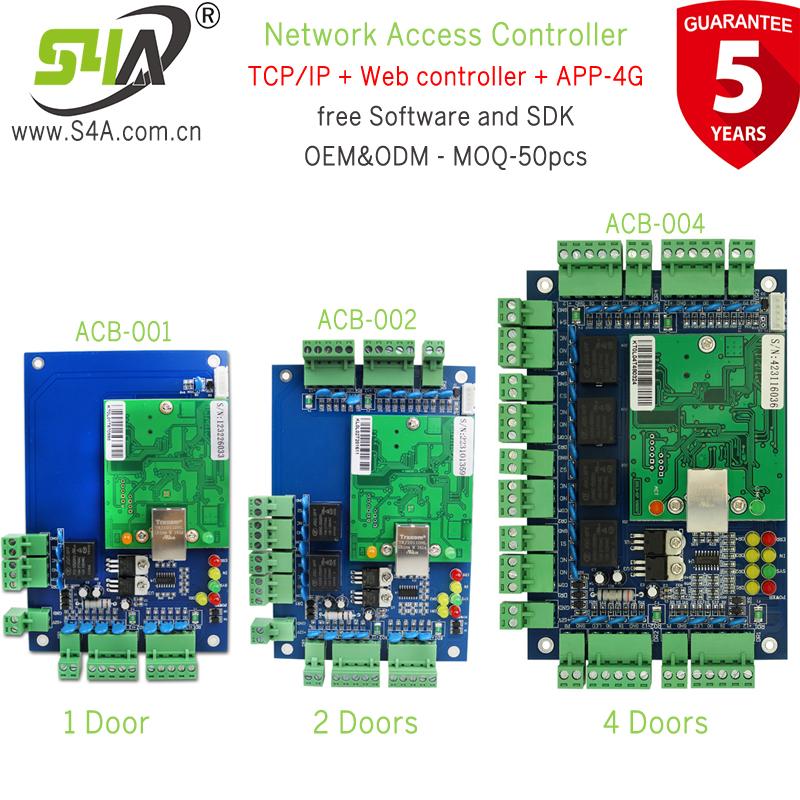 

S4A Four Door Network Access Control Panel Board With Software Communication Protocol TCP/IP Board Wiegand Reader for 4 Door Use
