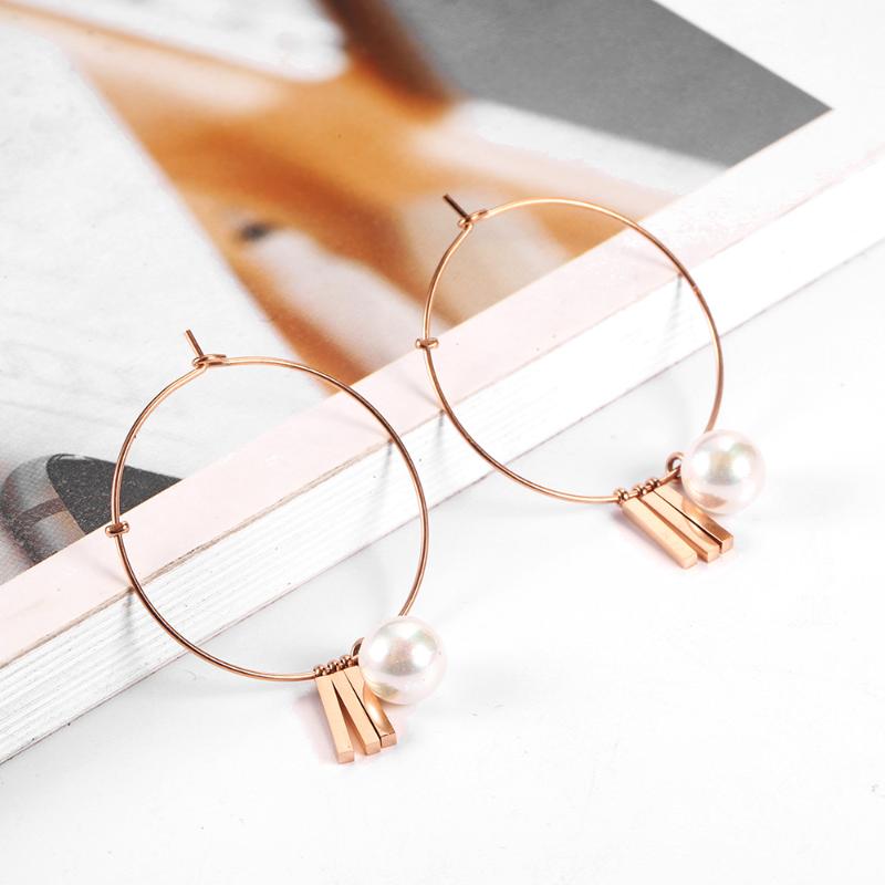 

OUFEI Pearl Hoop Earrings Stainless Steel Jewelry Woman 2020 Charm Rose Gold Fine Jewelry New Accessories wholesale New