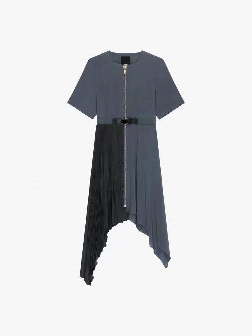 

Designer Dress 2022 Spring O Neck Short Sleeve Panelled print Fashion Milan Runway Brand Same Style Dresses Women' 0110-1, Black