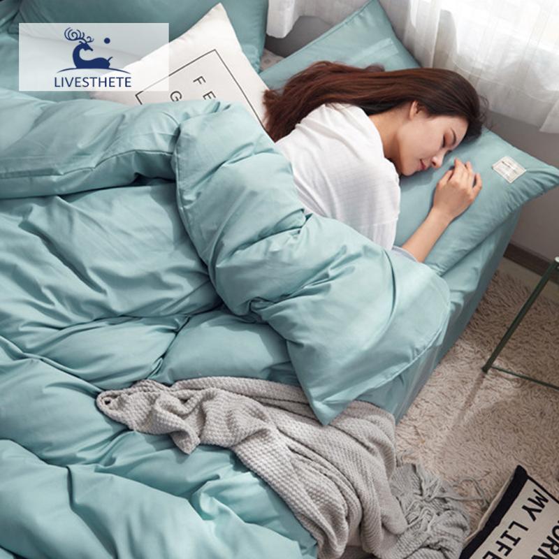 

Liv-Esthete Green Bedding Set Double Duvet Cover Flat Sheet Fitted Sheet Pillowcase Japanese style Simple Home Textiles Corners, 014