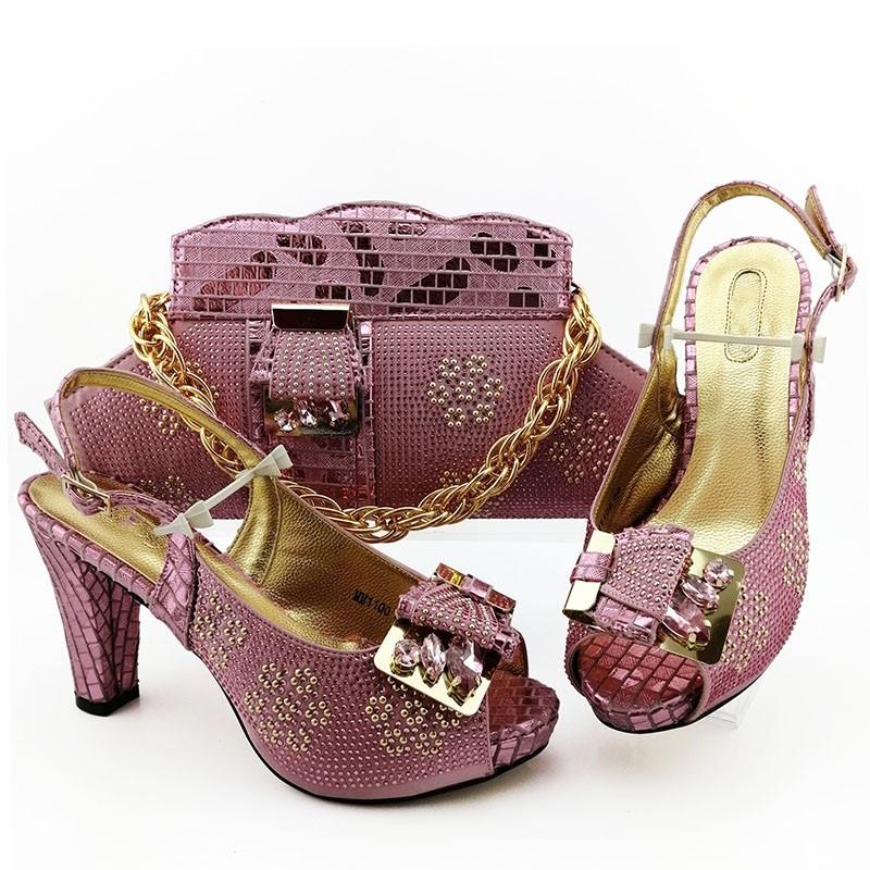 

Amazing pink high heel sandal shoes matching with evening handbag set MM1100 heel height 10.5cm, As pic