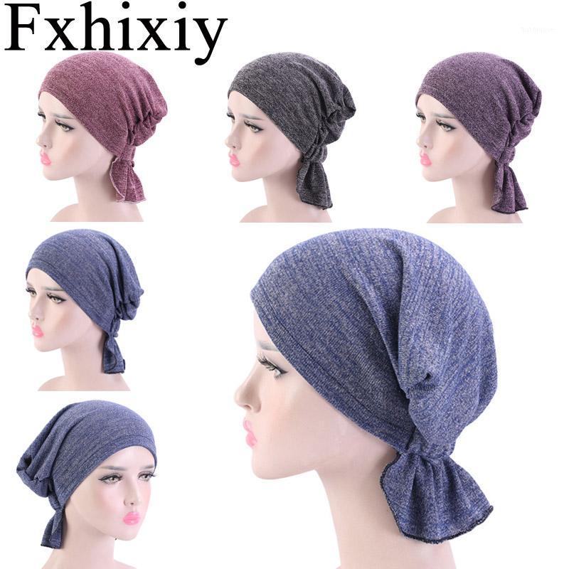 

New Muslim Women Cotton Breathable Bandana Headscarf Pre Tied Turban Hats Headwear Headwrap Cap for Cancer Patients1, Purple