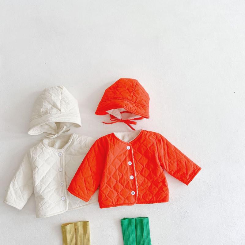 

Winter New Baby Girls and Boys Solid Color Thicken Coat Get Hat Free, Red
