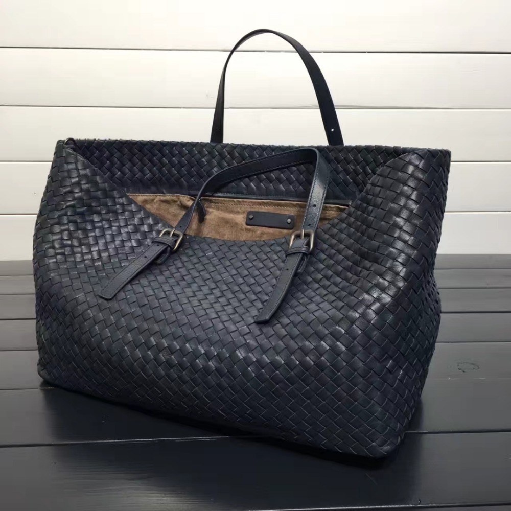 

Ishares Fashion Designer Handbags Genuine Leather Sheepskin Shoulder Bag Weave Large Shopping Bag Brand Handmade Totes Is272154 C1223, Night sky blue