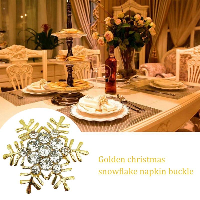 

6pcs Christmas Napkin Holder Alloy High-quality Cute Durable Delicate Snowflake Napkin Ring for Bar Restaurant Christmas Party D