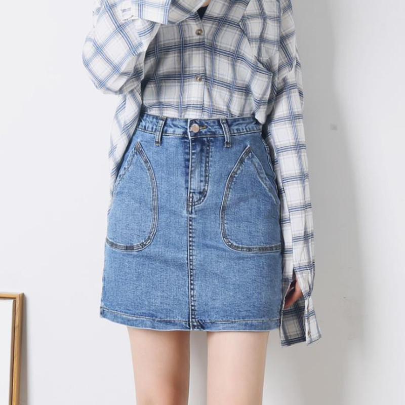 

2021 New Waist Thin A-line Shorts Denim Female Skirt Qul7, Blue