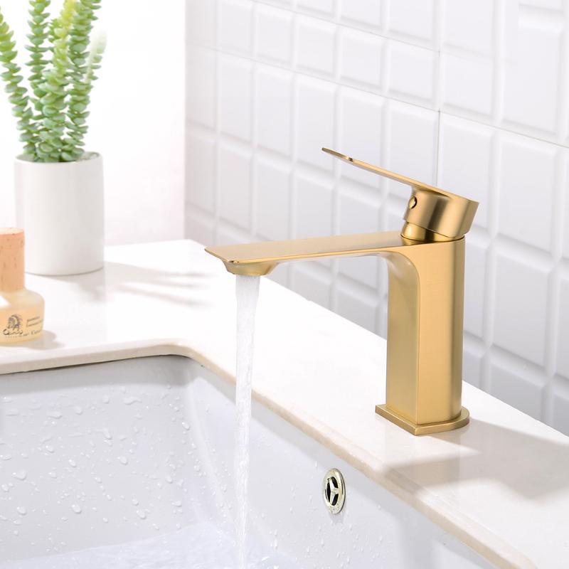 

Luxury Deck-mounted European gold basin faucet Brass Faucet hot cold mixer bathroom Concealed washbasin taps1